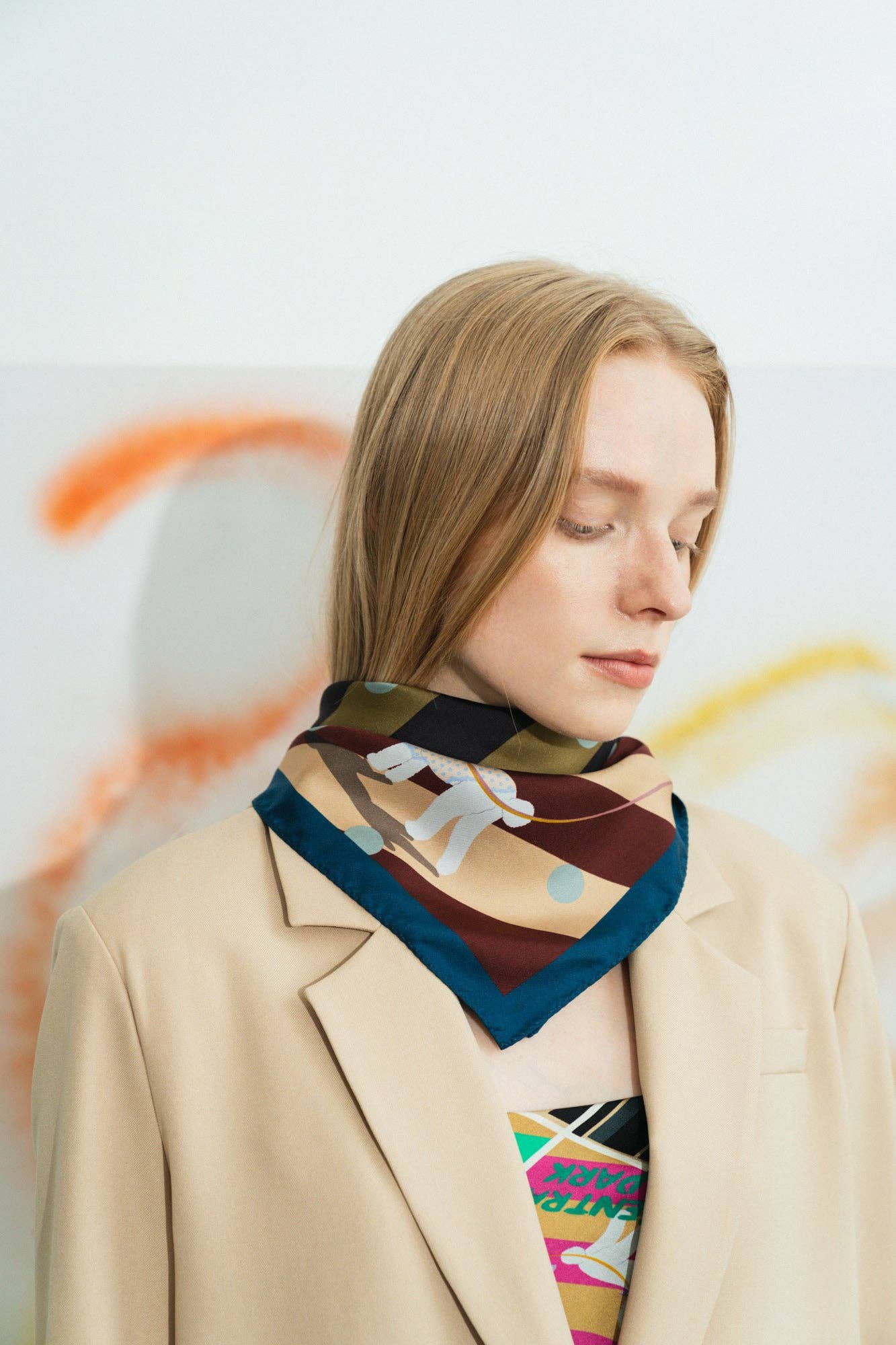 "Pandita the Dog" Silk Bandana - Coffee: Coffee