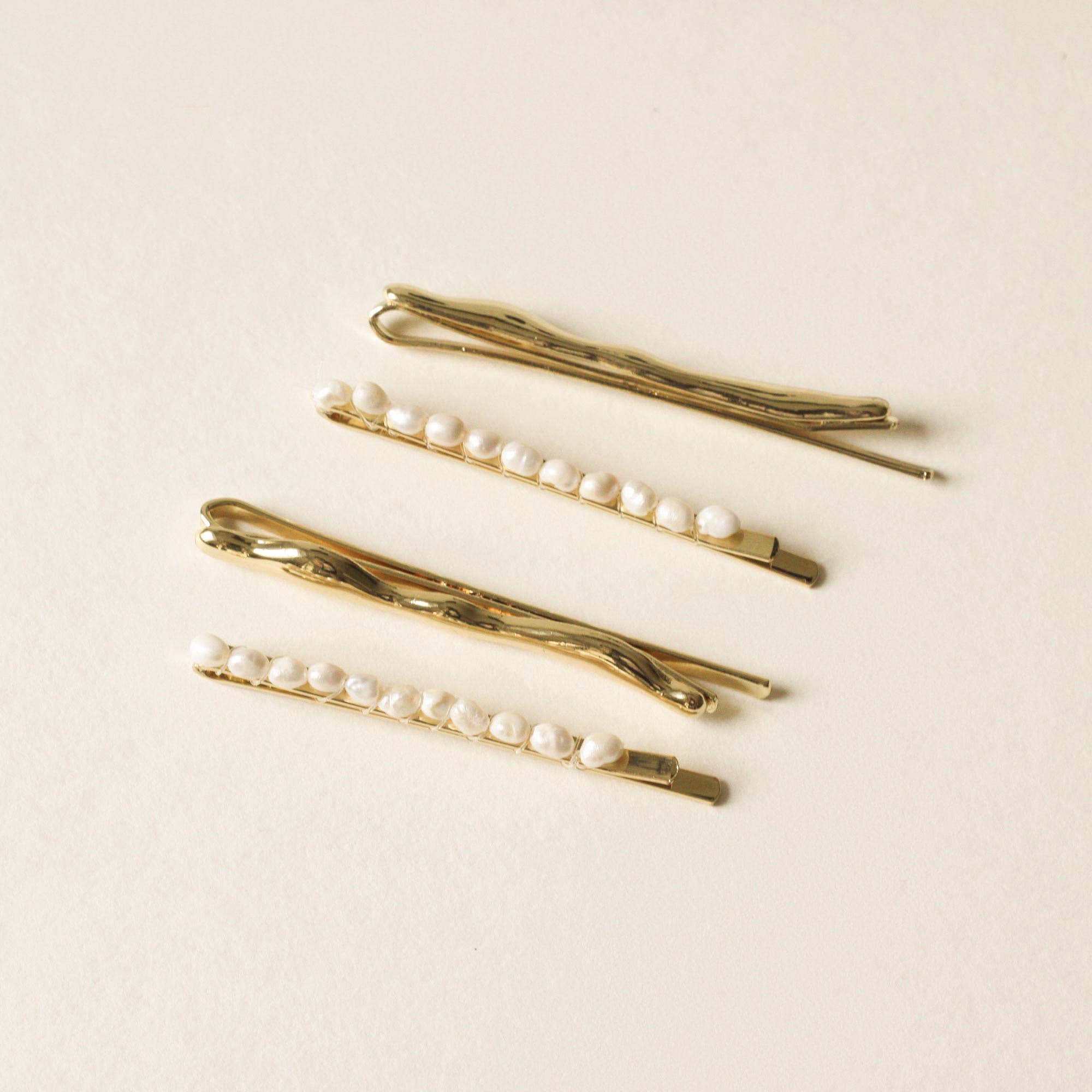 Freshwater Pearl Beaded Metal Hair Bobby Pins | Set of 4