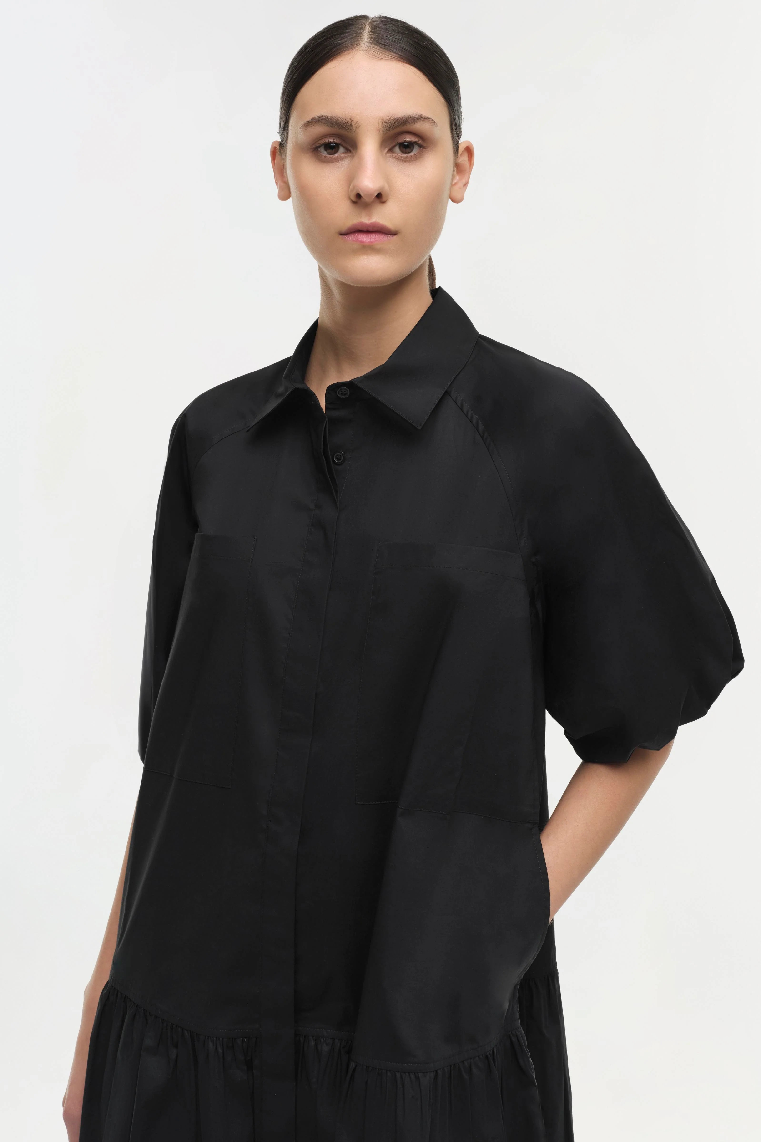Crissy Cotton Poplin Dress in Black