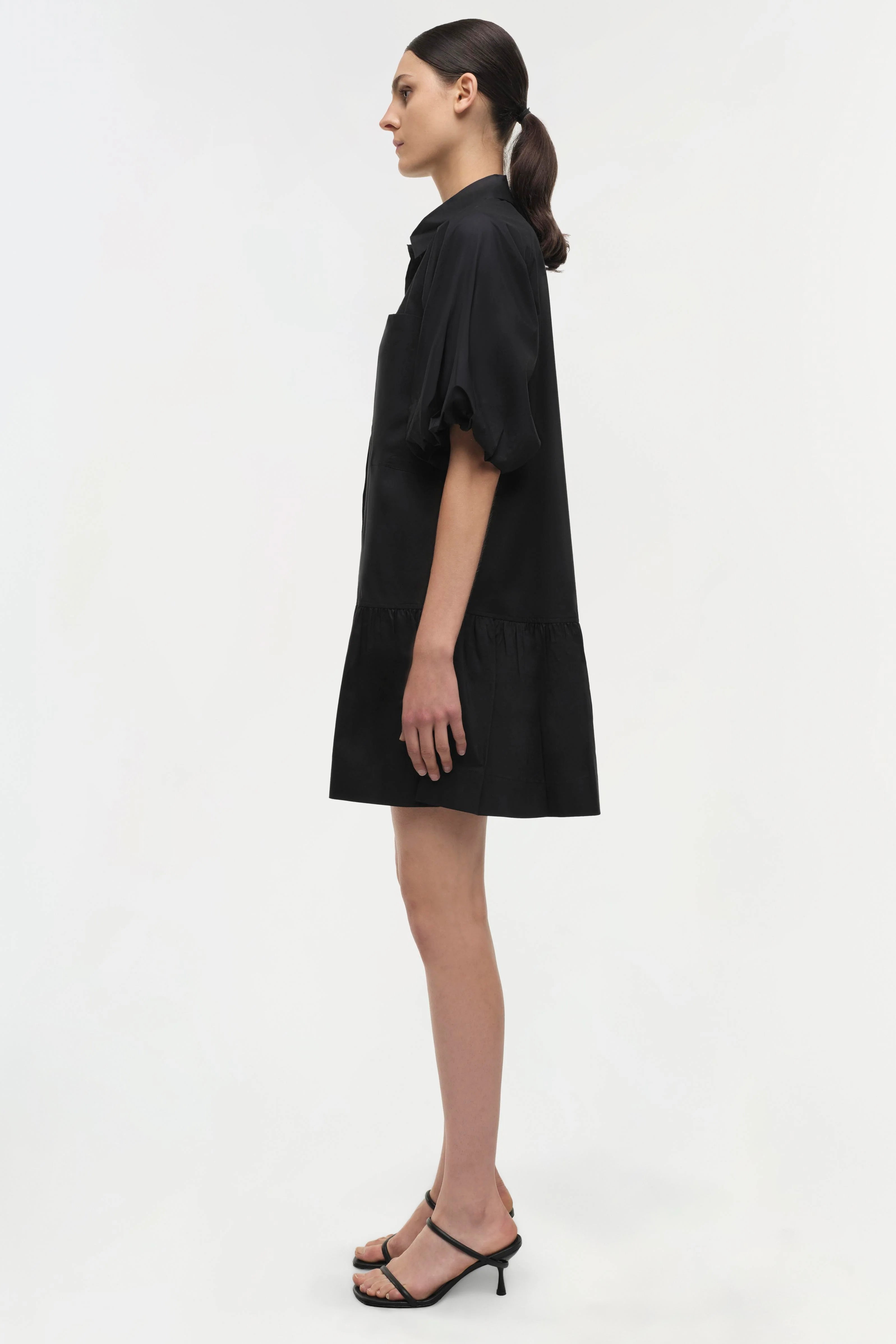 Crissy Cotton Poplin Dress in Black