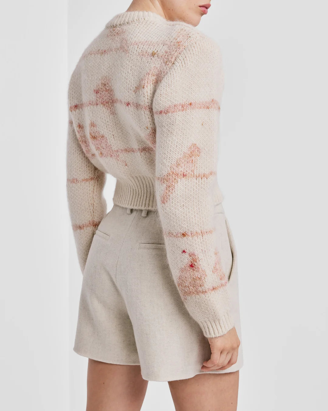 Jacquard Knit Sweater in Pink Birds