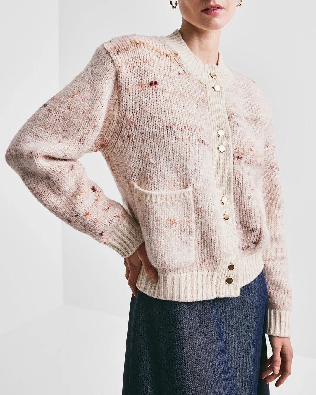 Melange Knit Jacket in Burgundy Melange