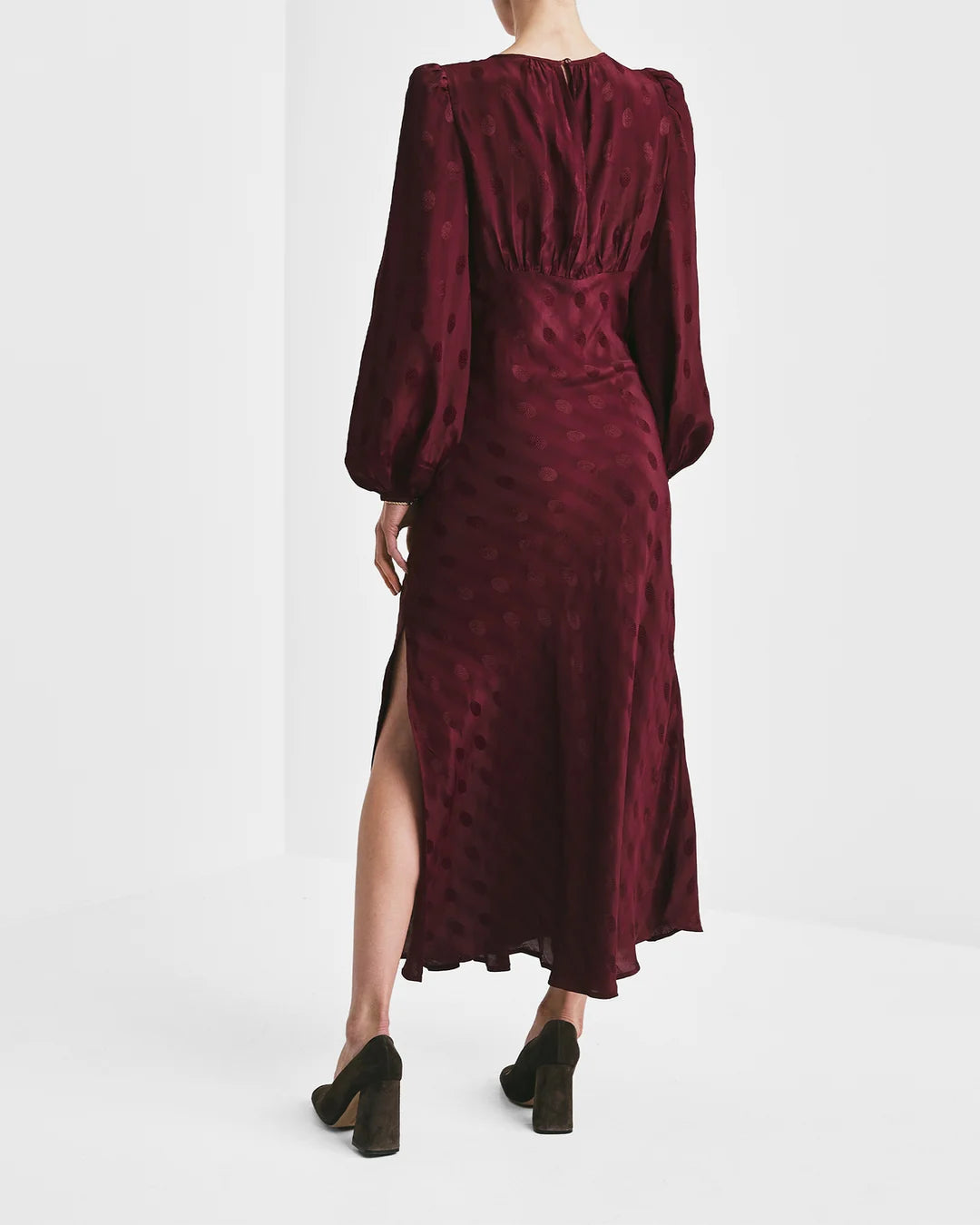 Viscose Midi Dress in Burgundy