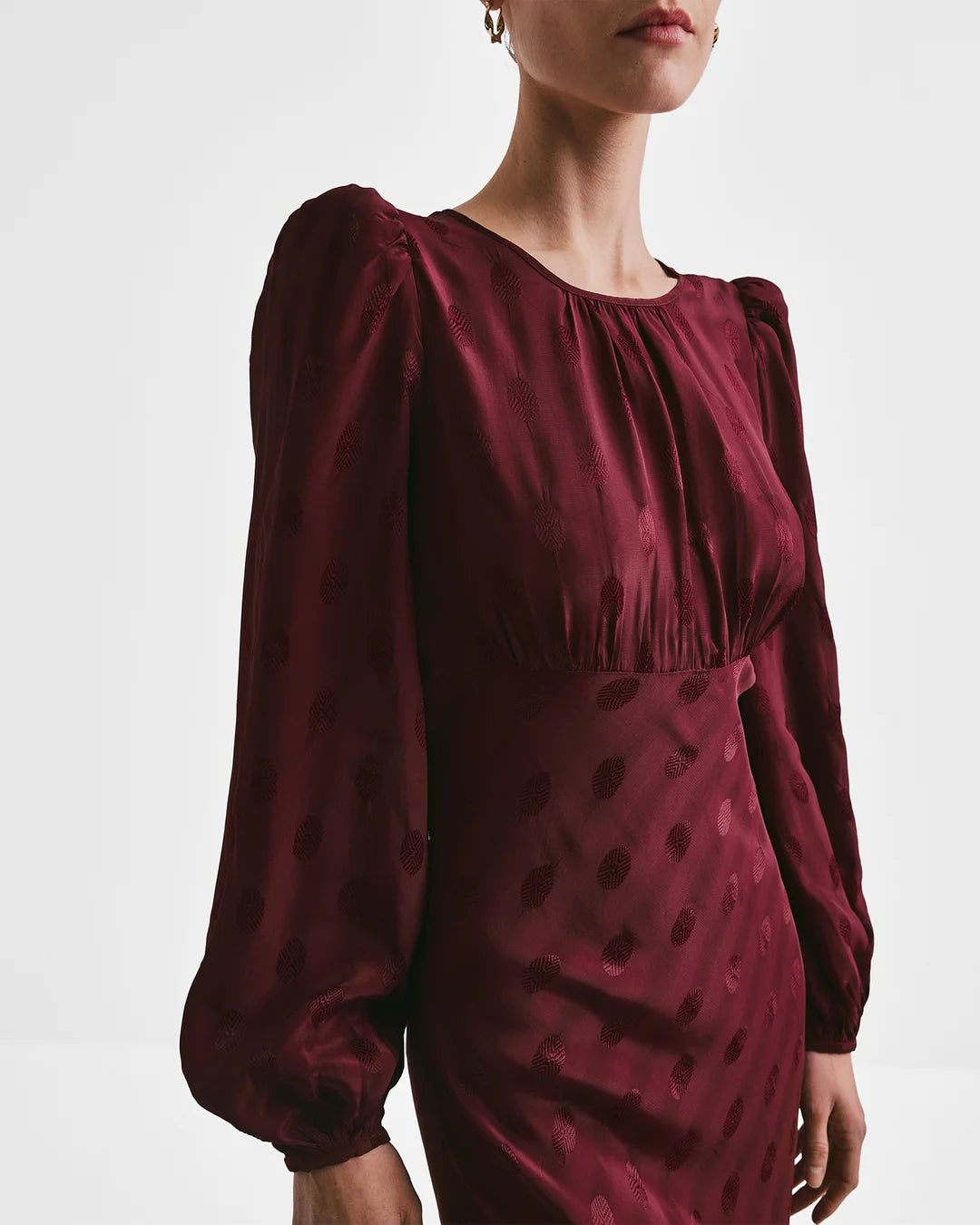 Viscose Midi Dress in Burgundy