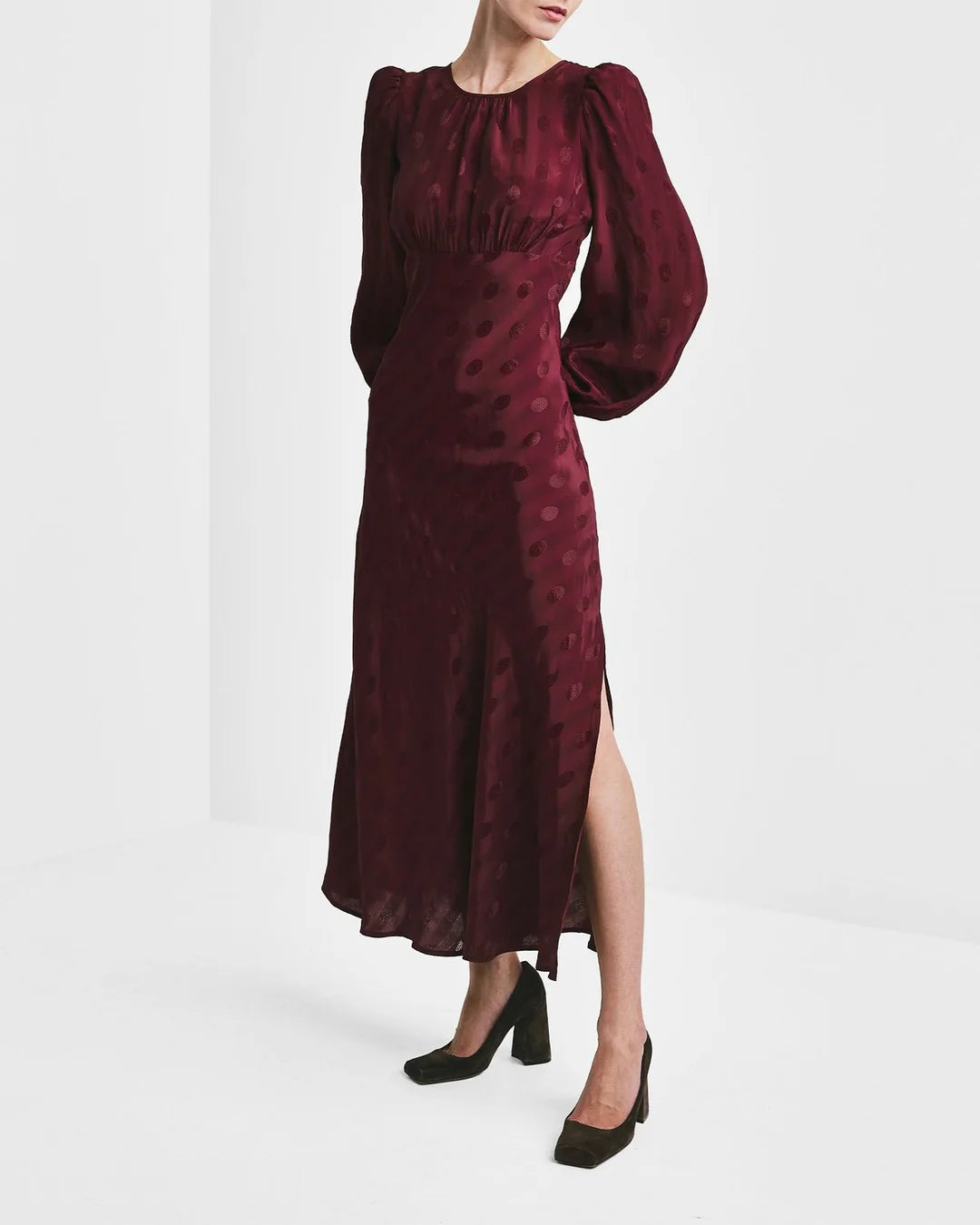 Viscose Midi Dress in Burgundy