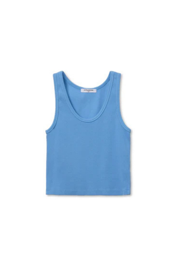 Cotton Binded Tank in Pacific Blue
