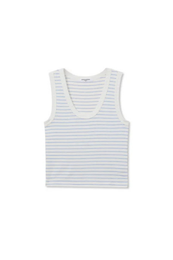 Brushed Sweater Striped Binded Tank in Pacific Stripe