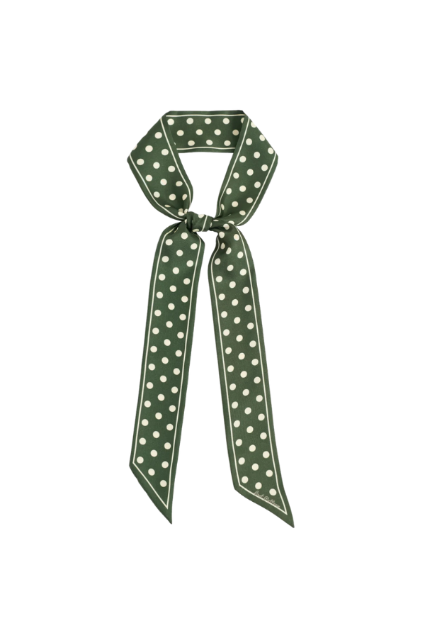 Retro Polka Silk Skinny in Dark Green