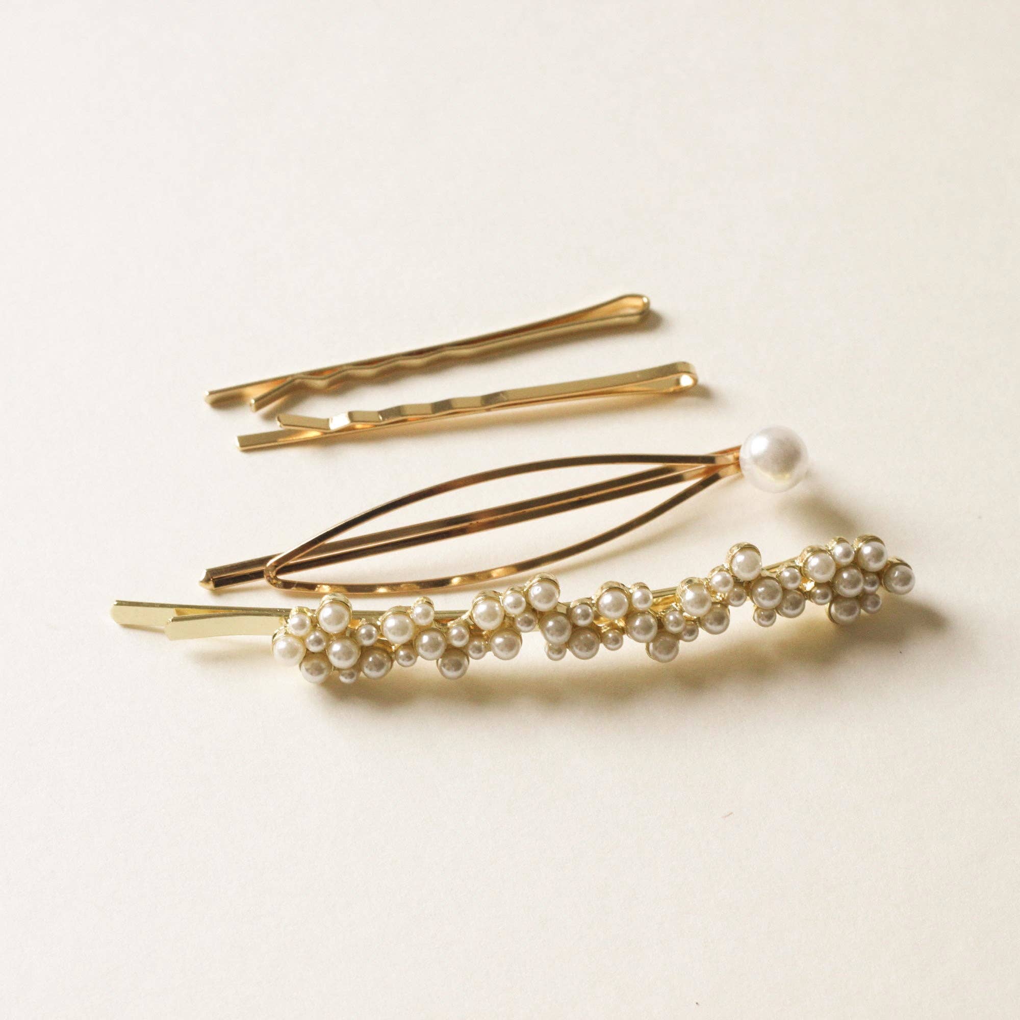 Pearl & Metal Hair Bobby Pins | Set of 4