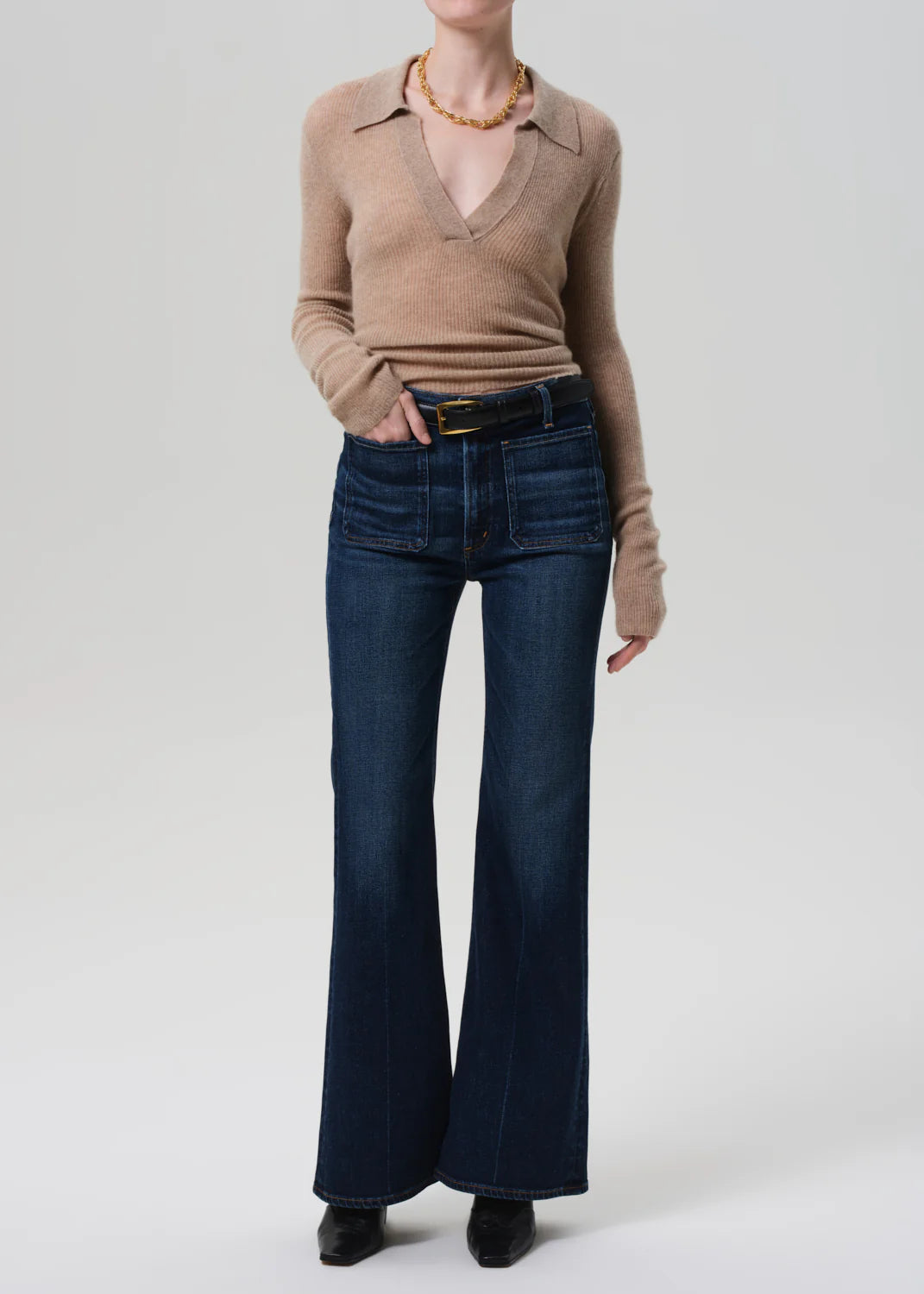 Kimberly Patch Pocket Flare Jean in Mirka