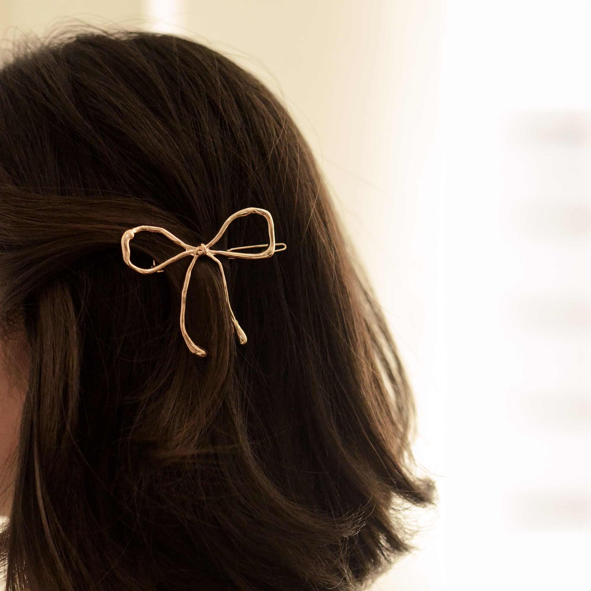 Metal Bow Barrette Hair Clip | Gold