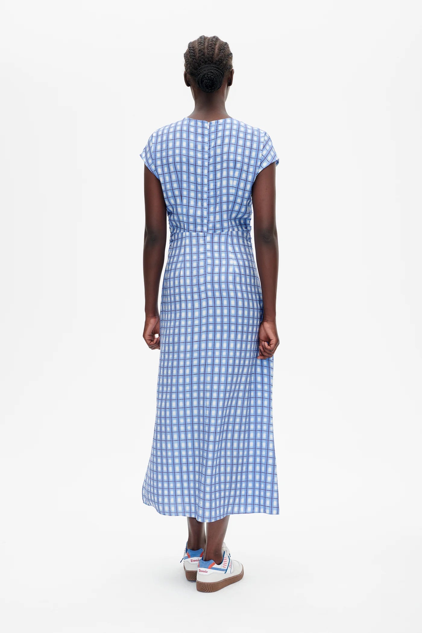 Akeyla Dress in Blue Painted Check