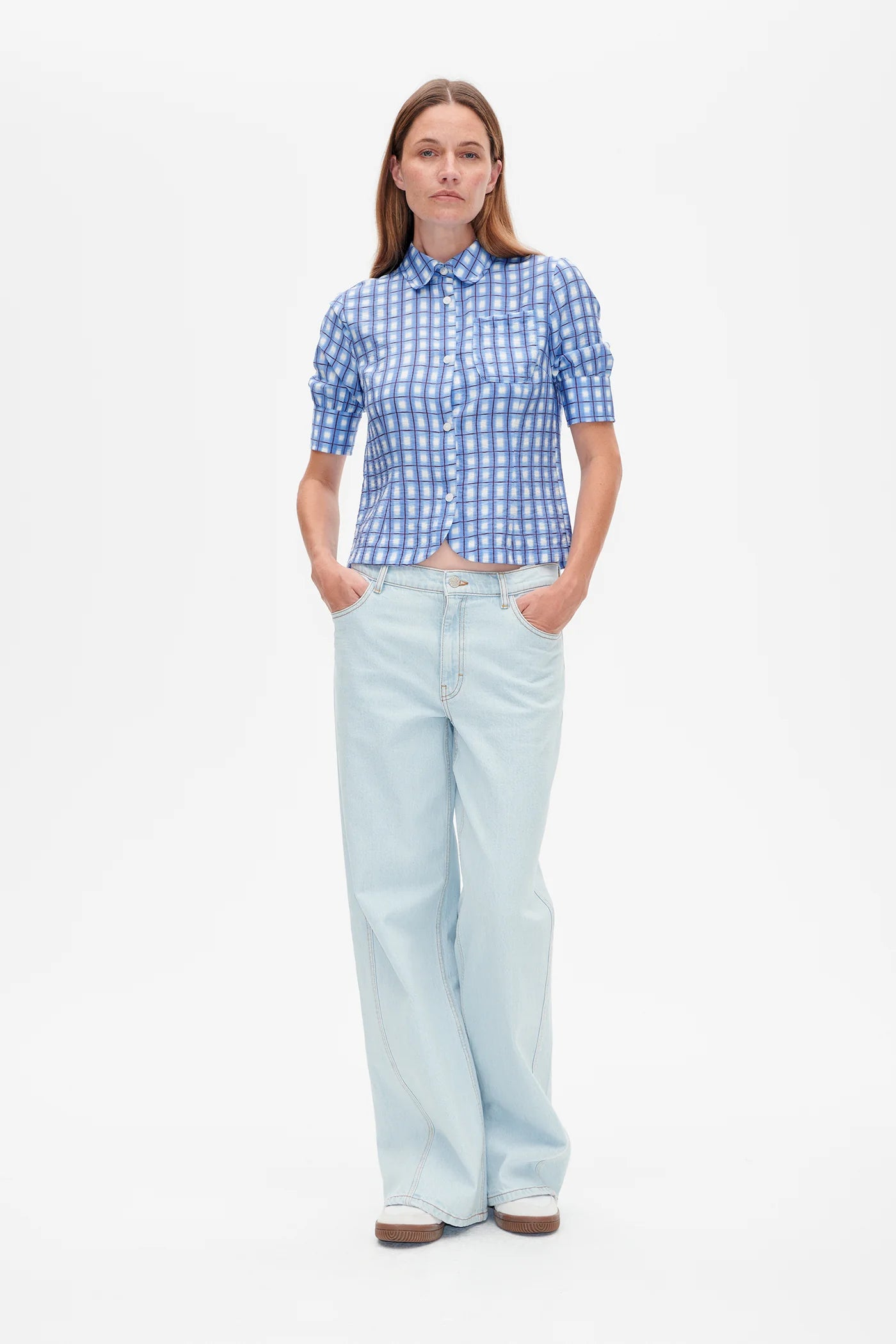 Melaya Shirt in Blue Painted Check