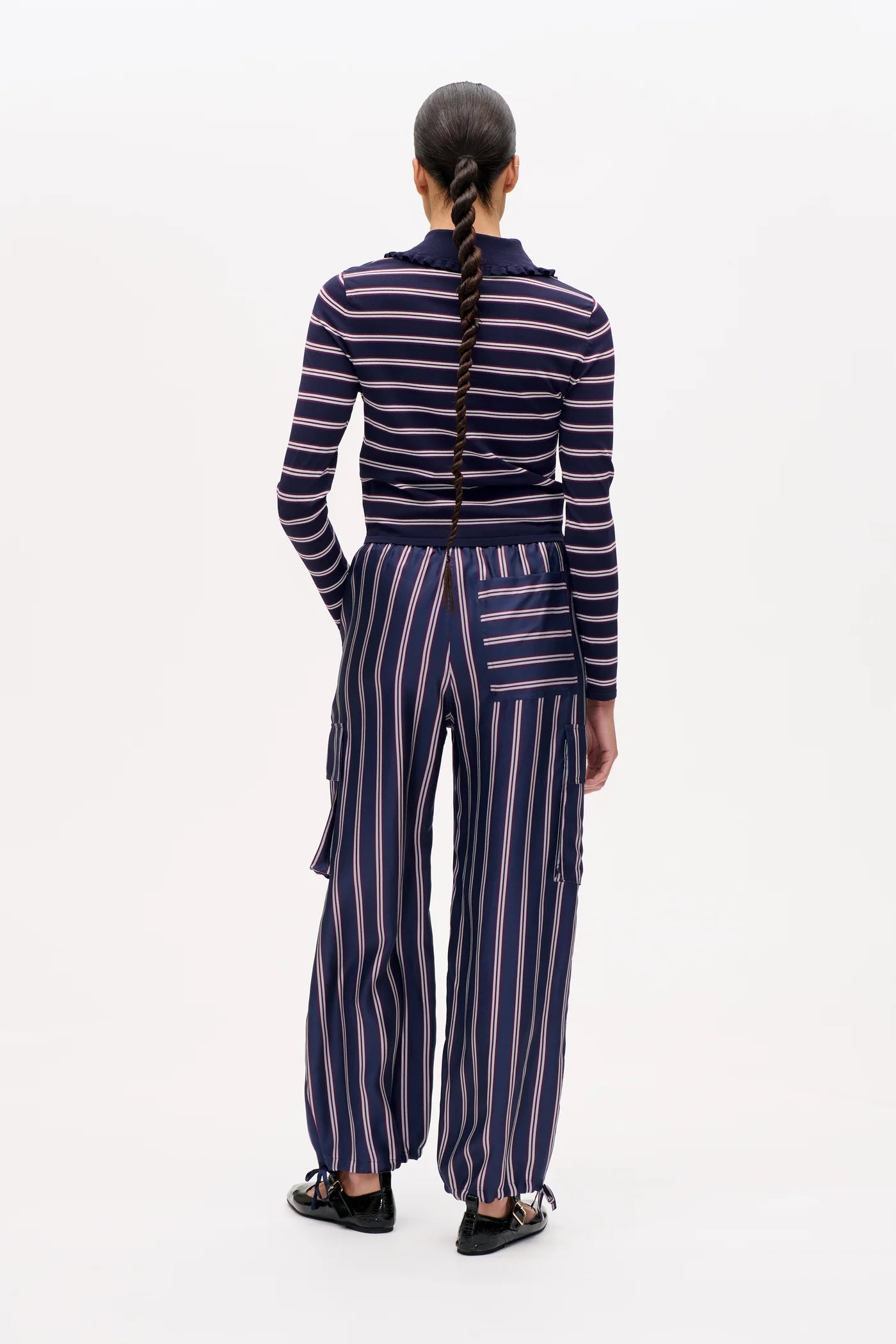 Catarin Sweater in Navy Plum Stripe