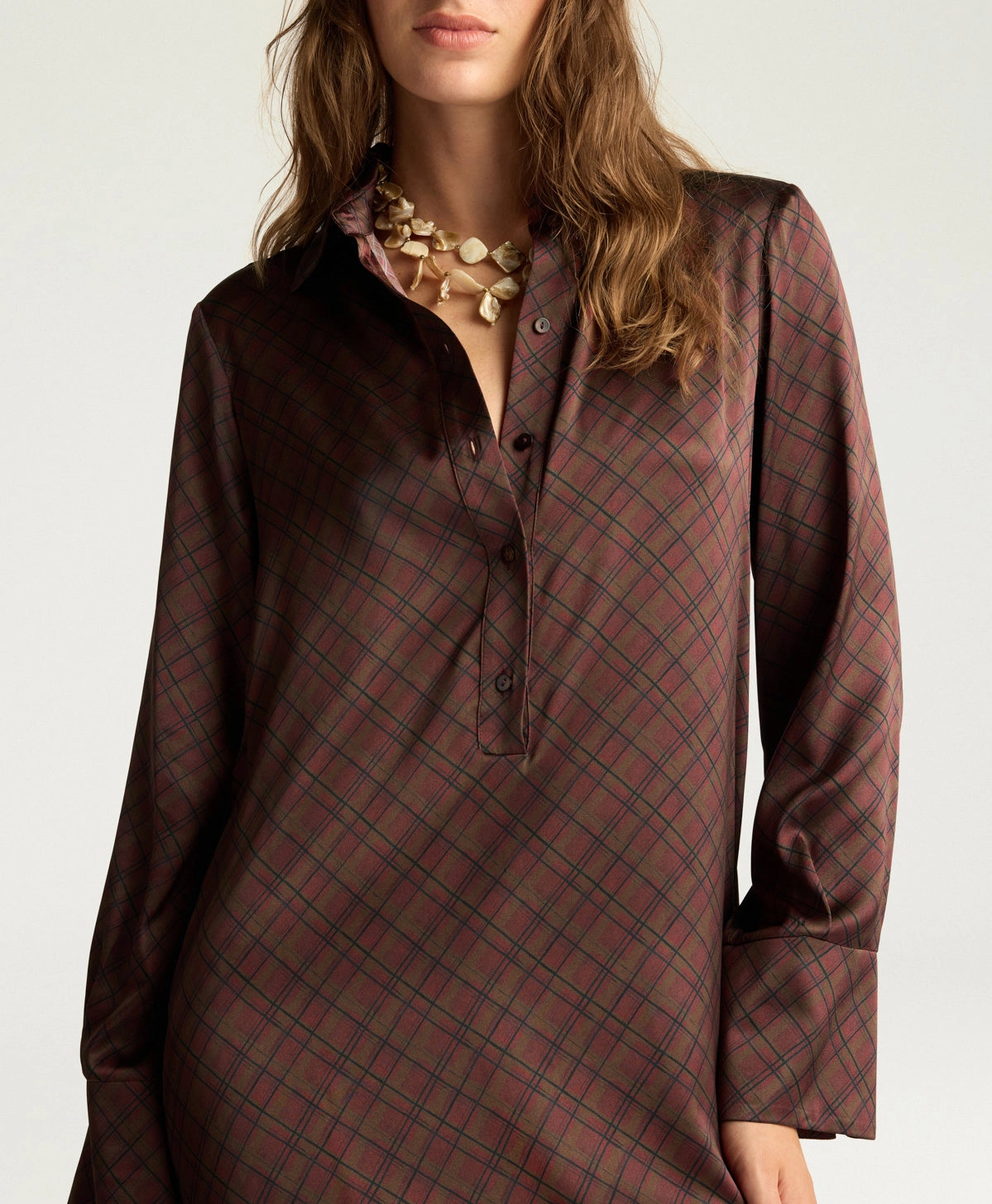 Aster Dress in Tobacco Multicolor Plaid