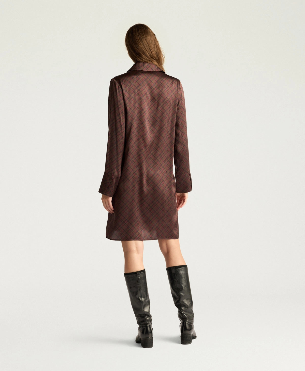 Aster Dress in Tobacco Multicolor Plaid