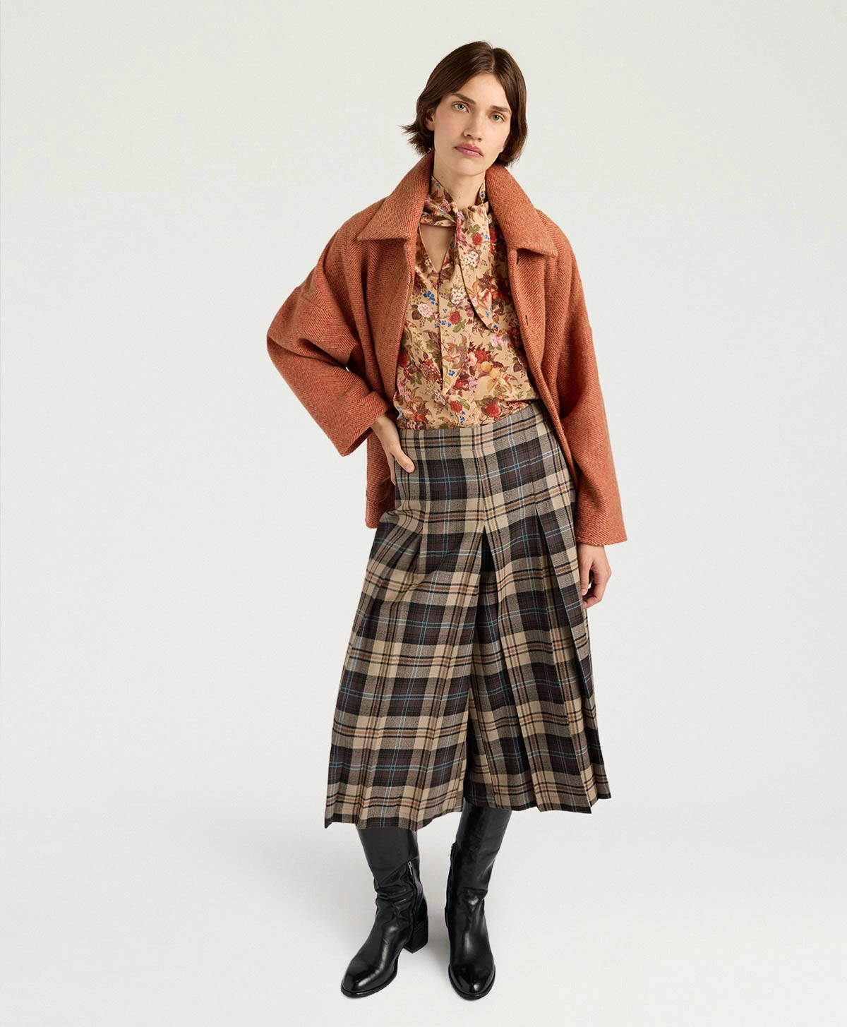 Catherine Culottes In Wool Twill in Yellow Plaid