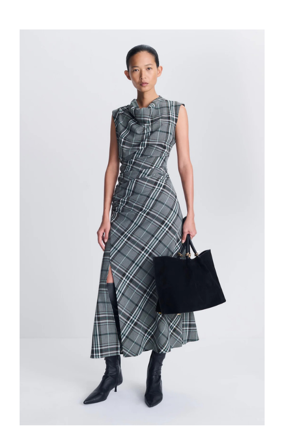 Burke S/L Draped Midi Dress