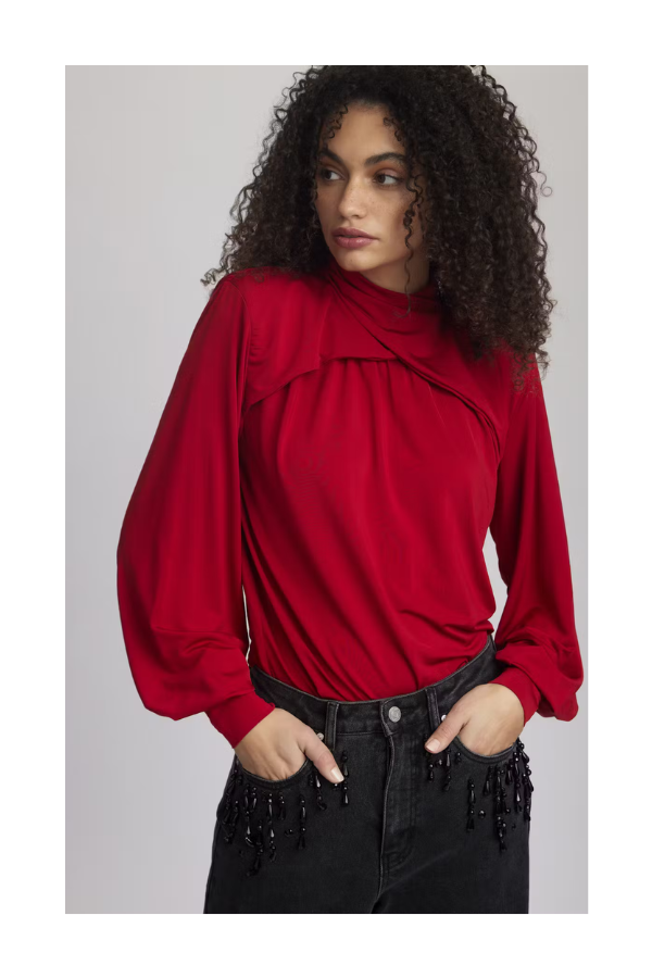 Soffi Long Sleeve Blouse in Haute Red