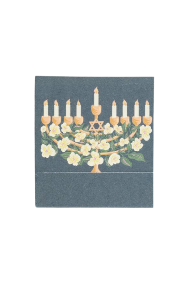 Floral Illustrated Menorah Printed 10 Stem Matchbooks