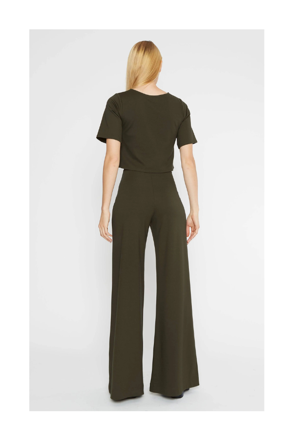 Ponte Knit Wide Leg Pant in Olive