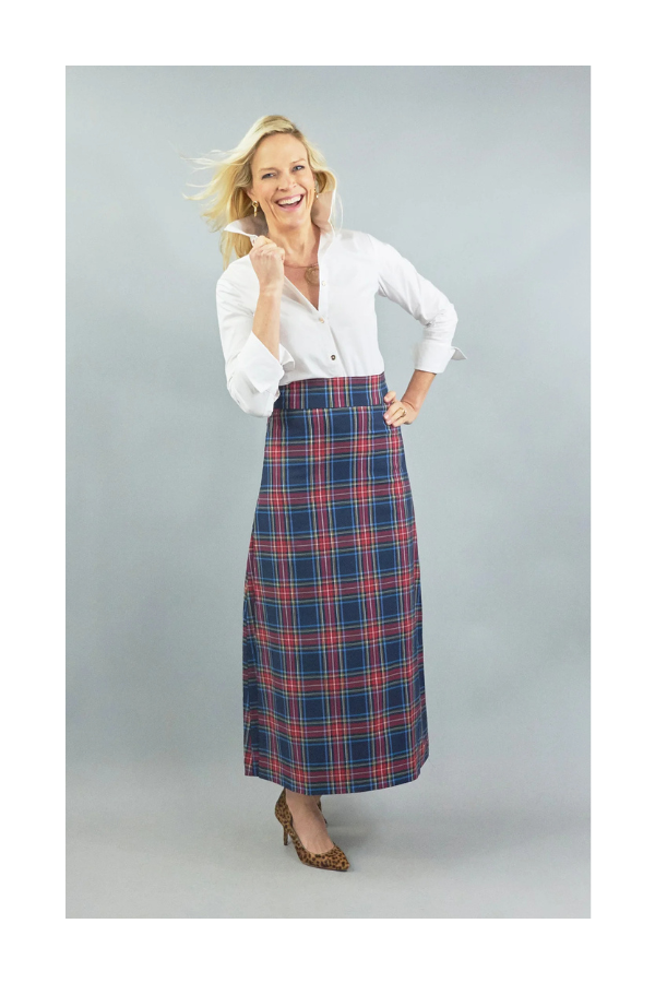 Sanibel Skirt in Navy Plaid