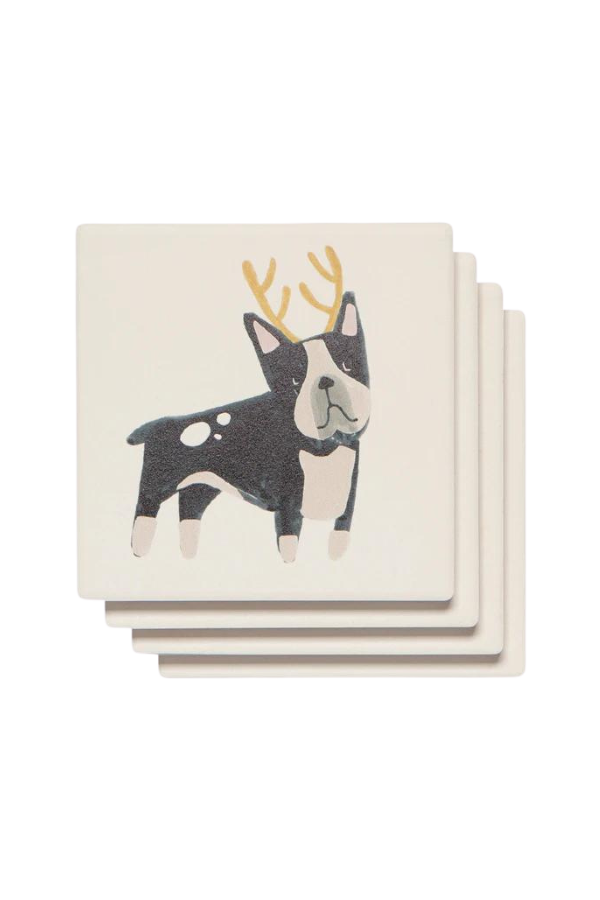 Yule Dogs Soak Up Coasters Set of 4