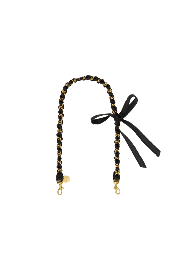 Shoulder Strap in Black Frayed Ribbon Chain