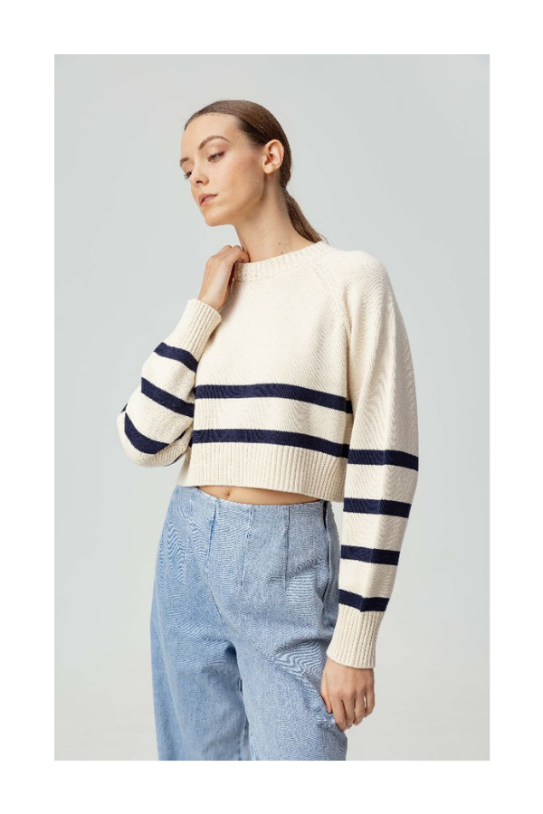 Enid sweater in navy/cream