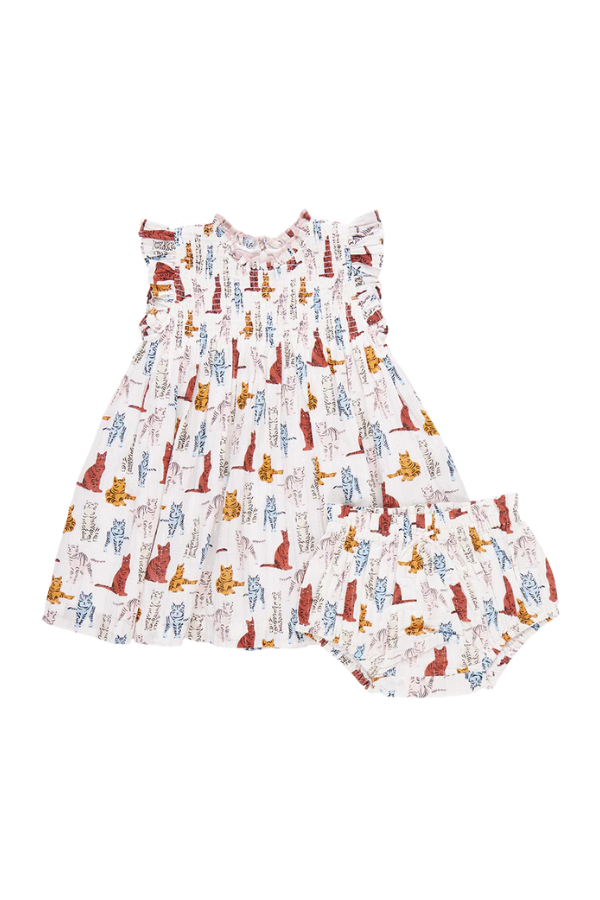 Baby Girls Stevie Dress Set in Tabby Cats