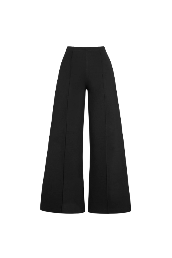 Ponte Knit Wide Leg Pant in Black