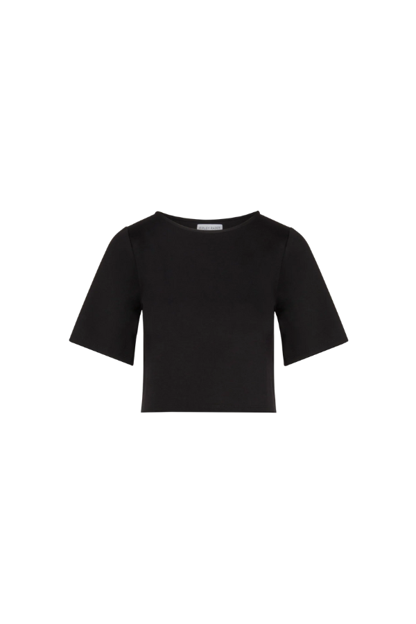 Ponte Knit Short Sleeve Top in Black