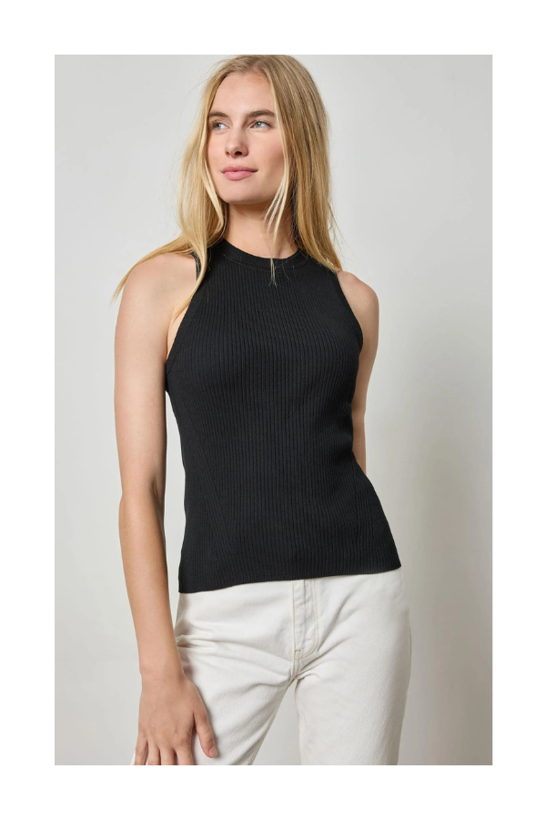 Perfect Rib Tank Sweater in Black