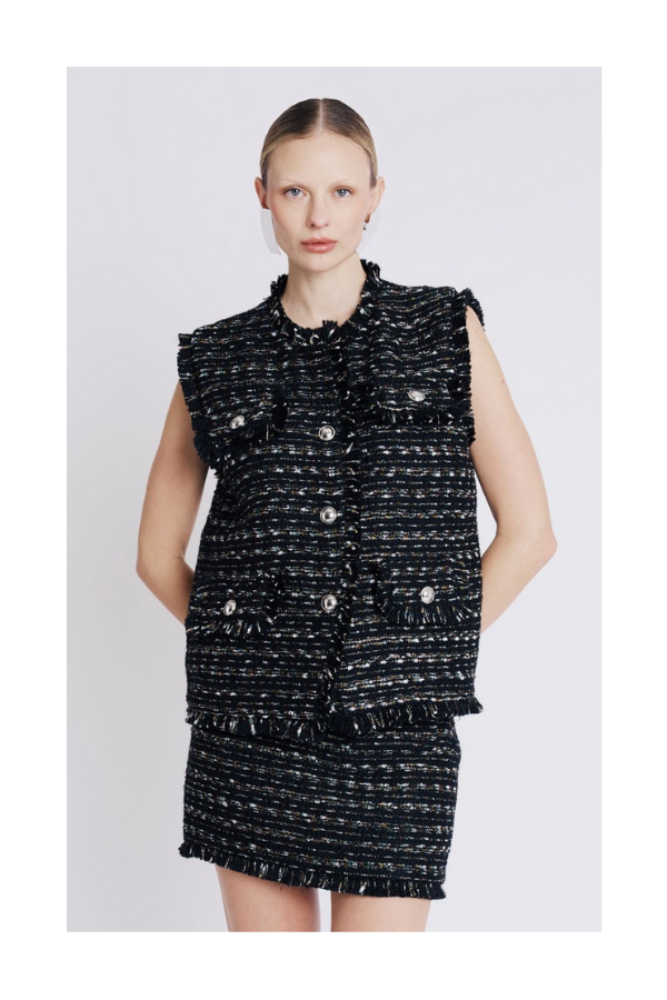 Vador Tweed Vest in Black