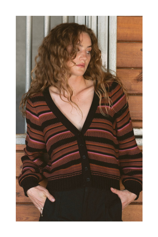 Bethany Sweater Cardigan in Black Multi