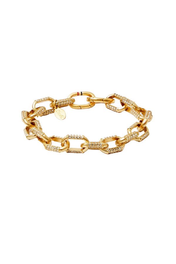 Le Link Pave Bracelet in Clear/Vintage Gold