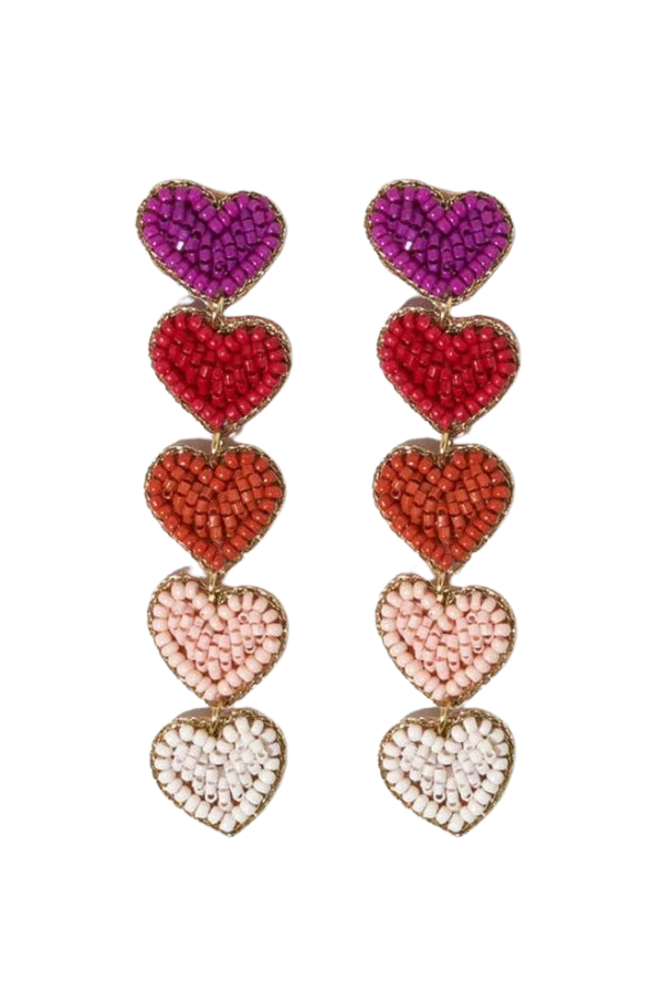 Christina Ombre Heart Dangle Earrings Hot Pink