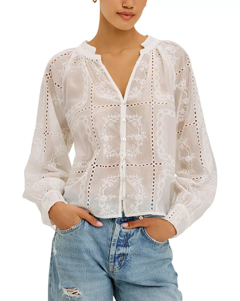 Francine top in Ivory Handkercheif