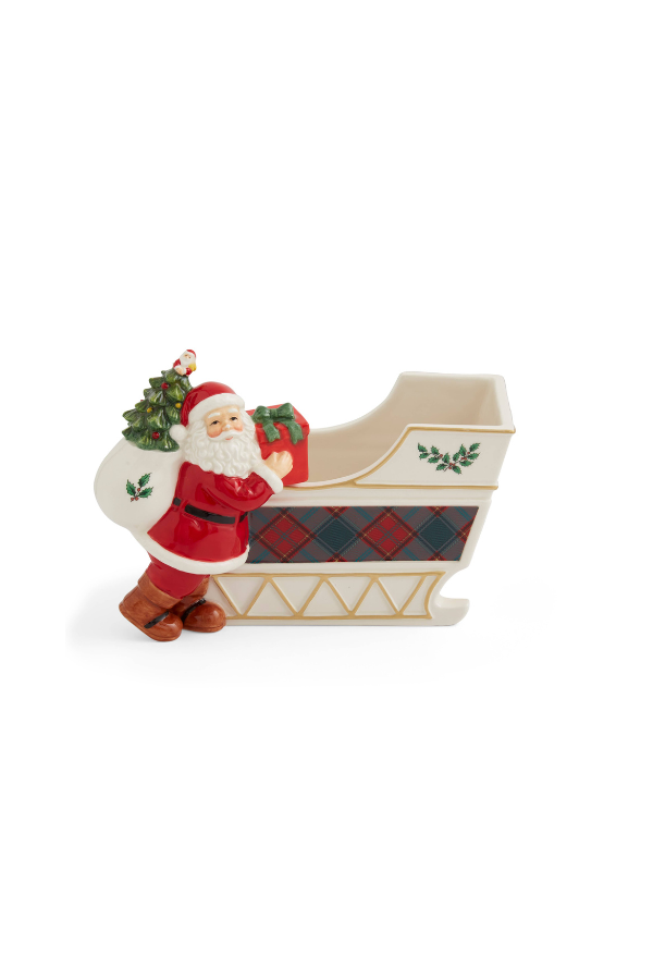 Christmas Tree Santa Sleigh Candy Jar 8"