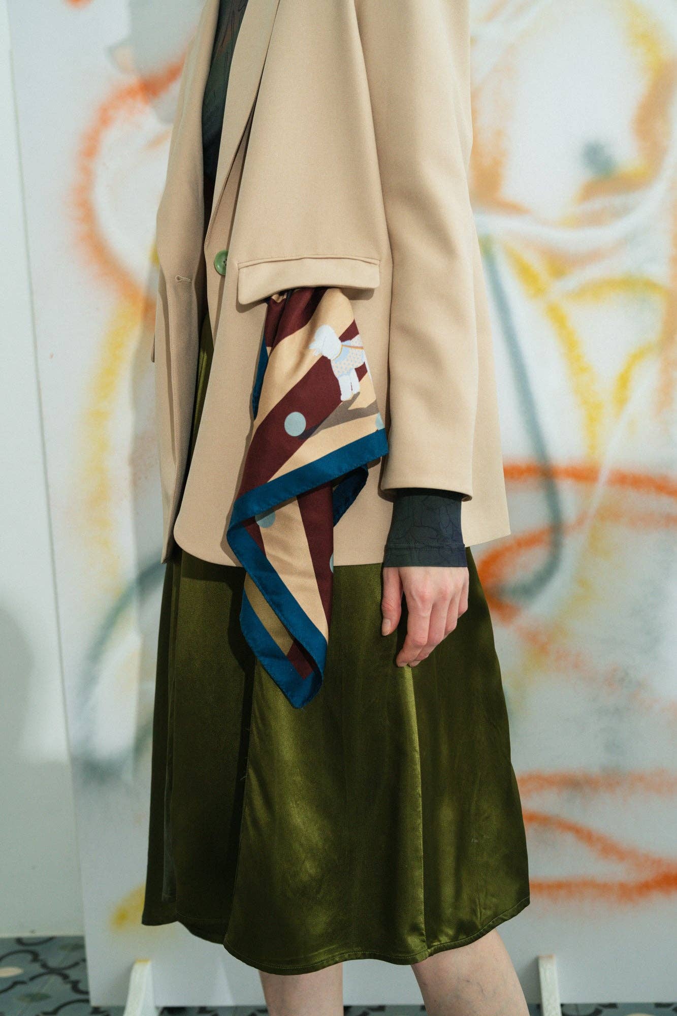 "Pandita the Dog" Silk Bandana - Coffee: Coffee