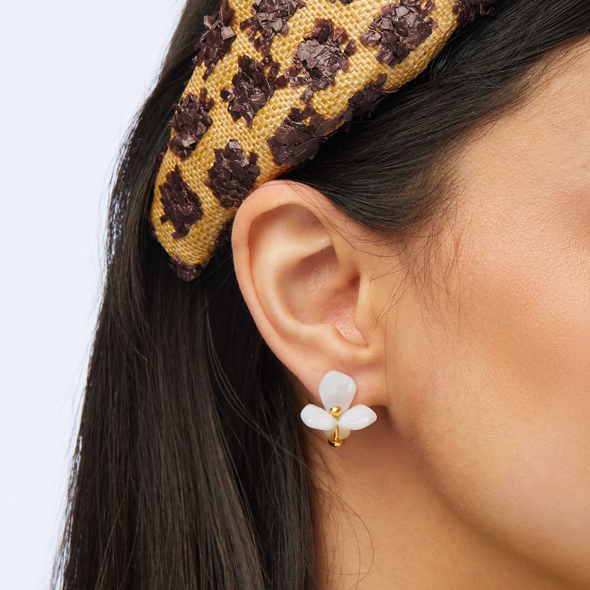 MOTHER OF PEARL TRILLIUM STUD EARRINGS