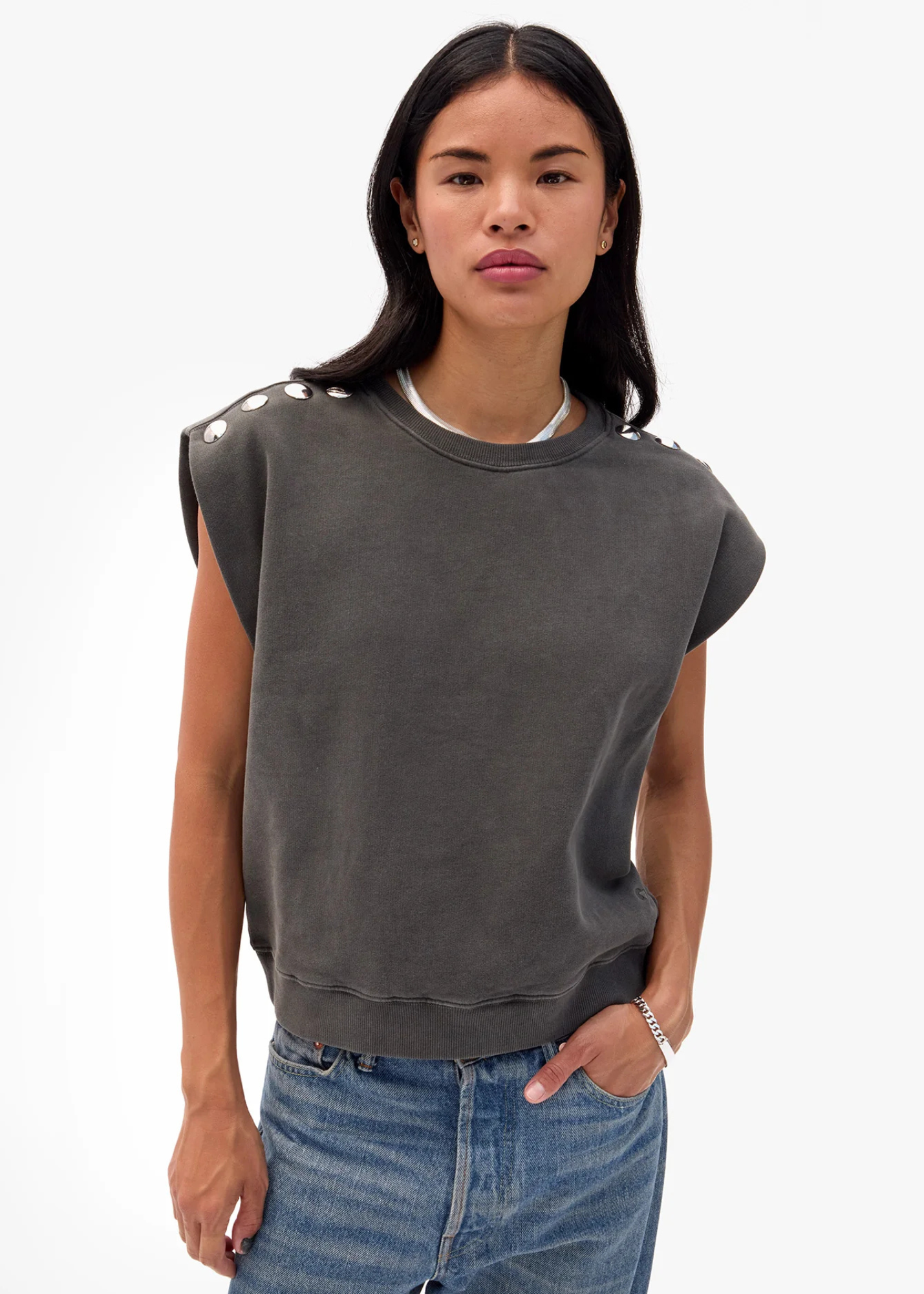 Le Vest w/ Studs in Faded Black