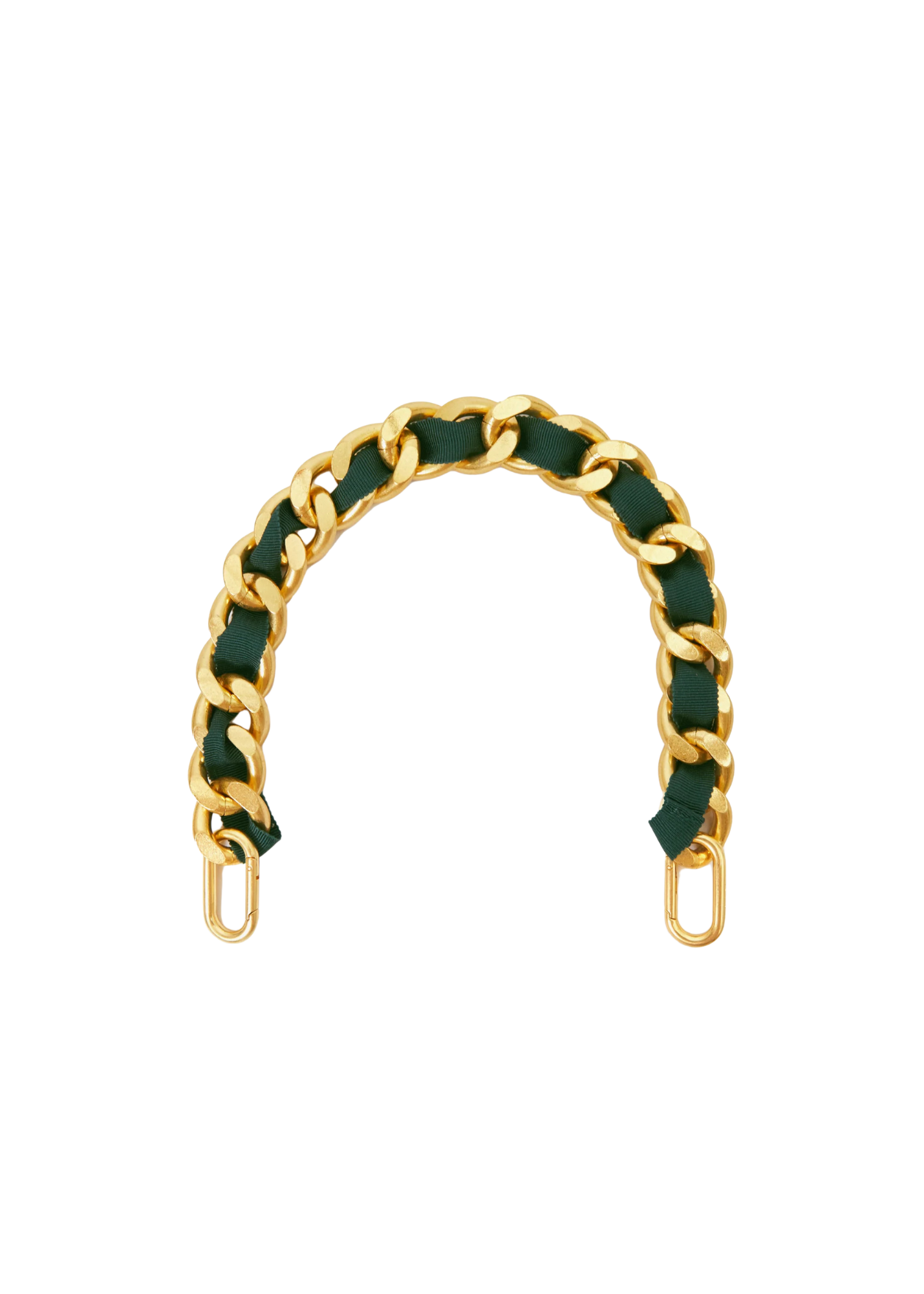 Shortie Strap Grosgrain Curb Chain in Evergreen