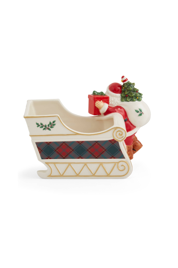 Christmas Tree Santa Sleigh Candy Jar 8"