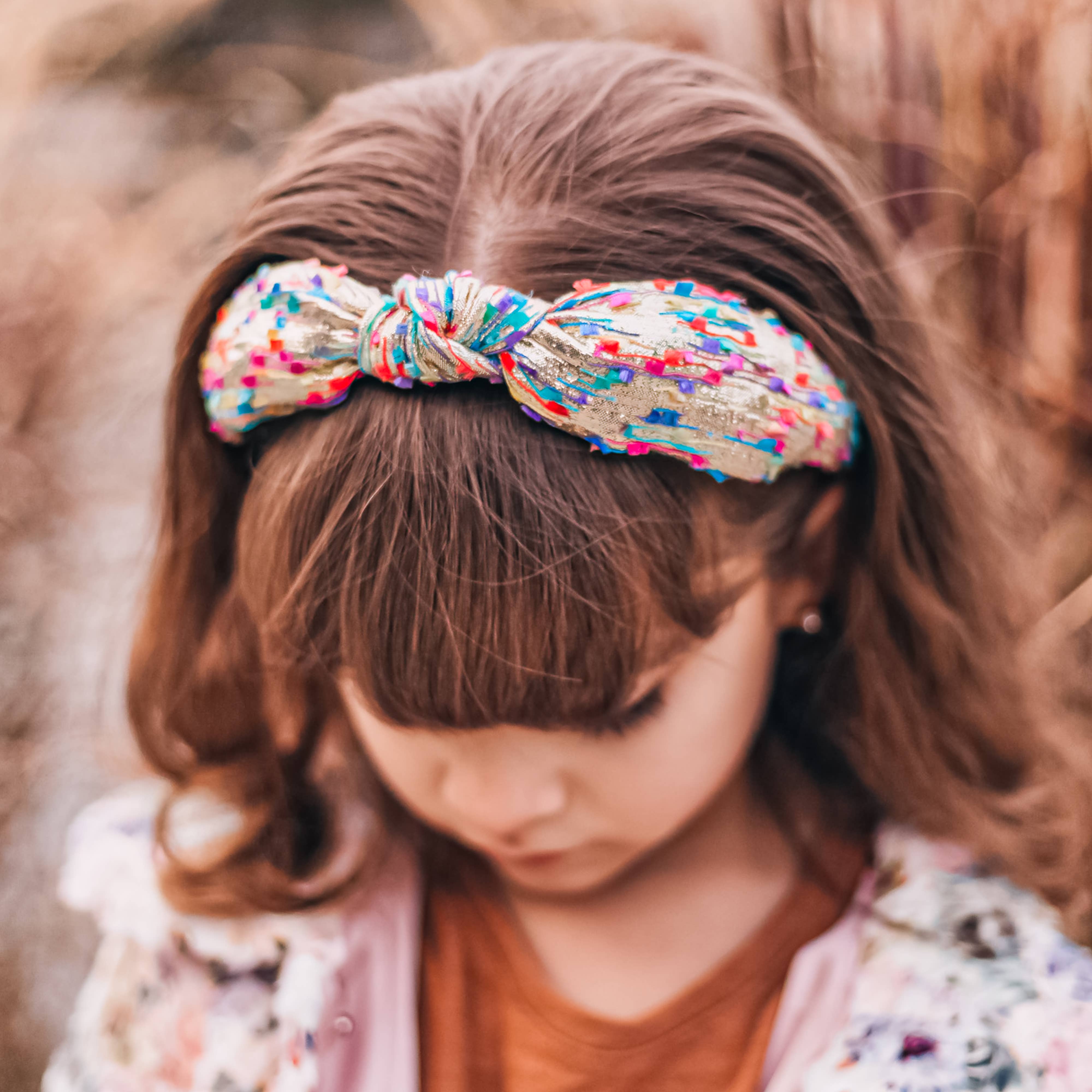 Kids Knot Headband - Confetti Hair Accessories for Girls: Gold