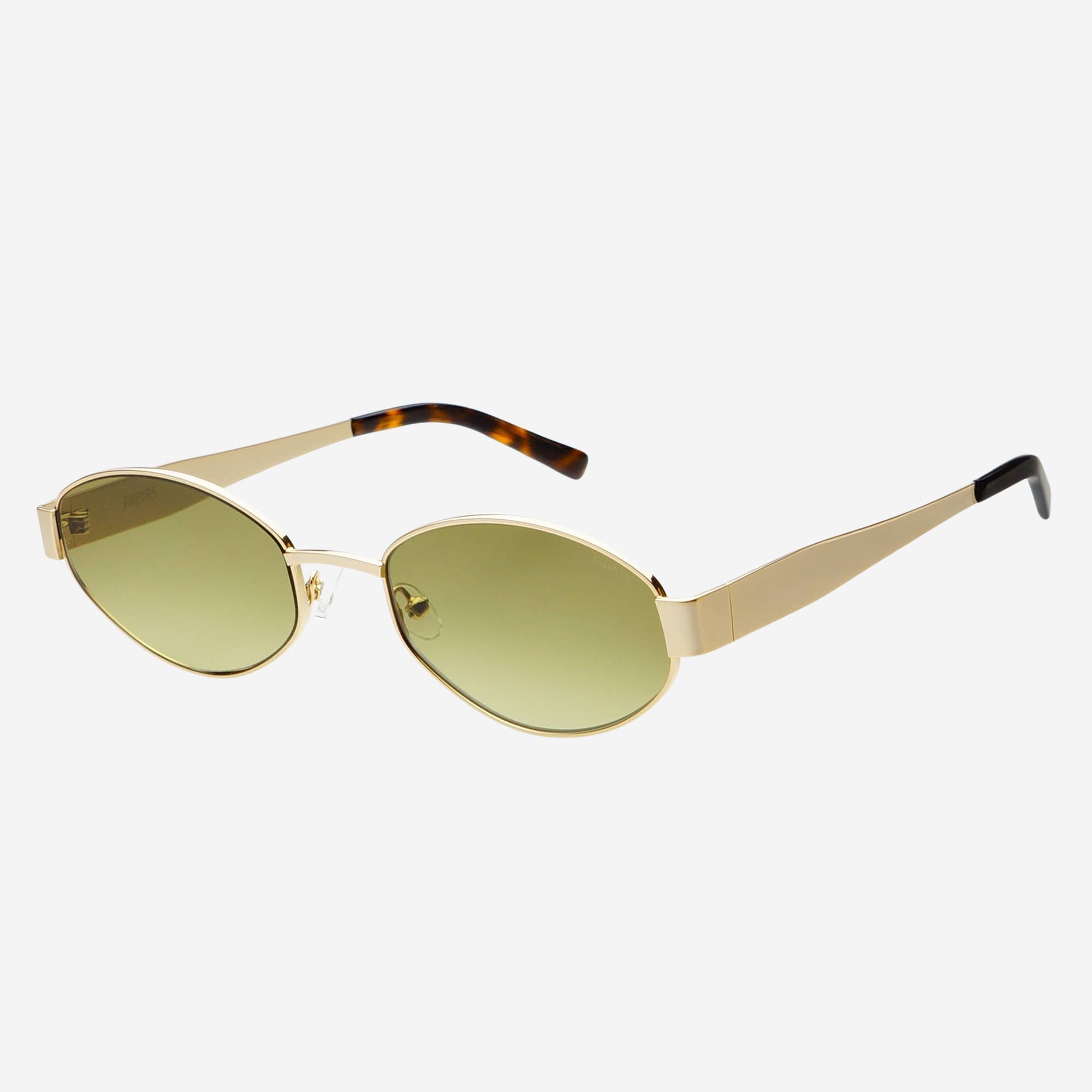 Soho Womens Oval Sunglasses: Gold / Green