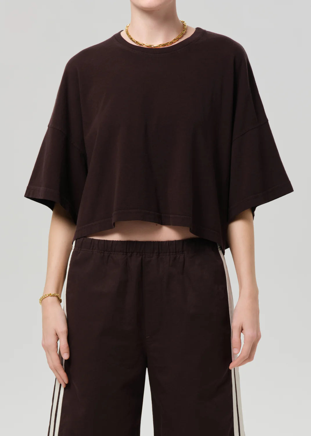 Crop Cape Tee in Chocolate