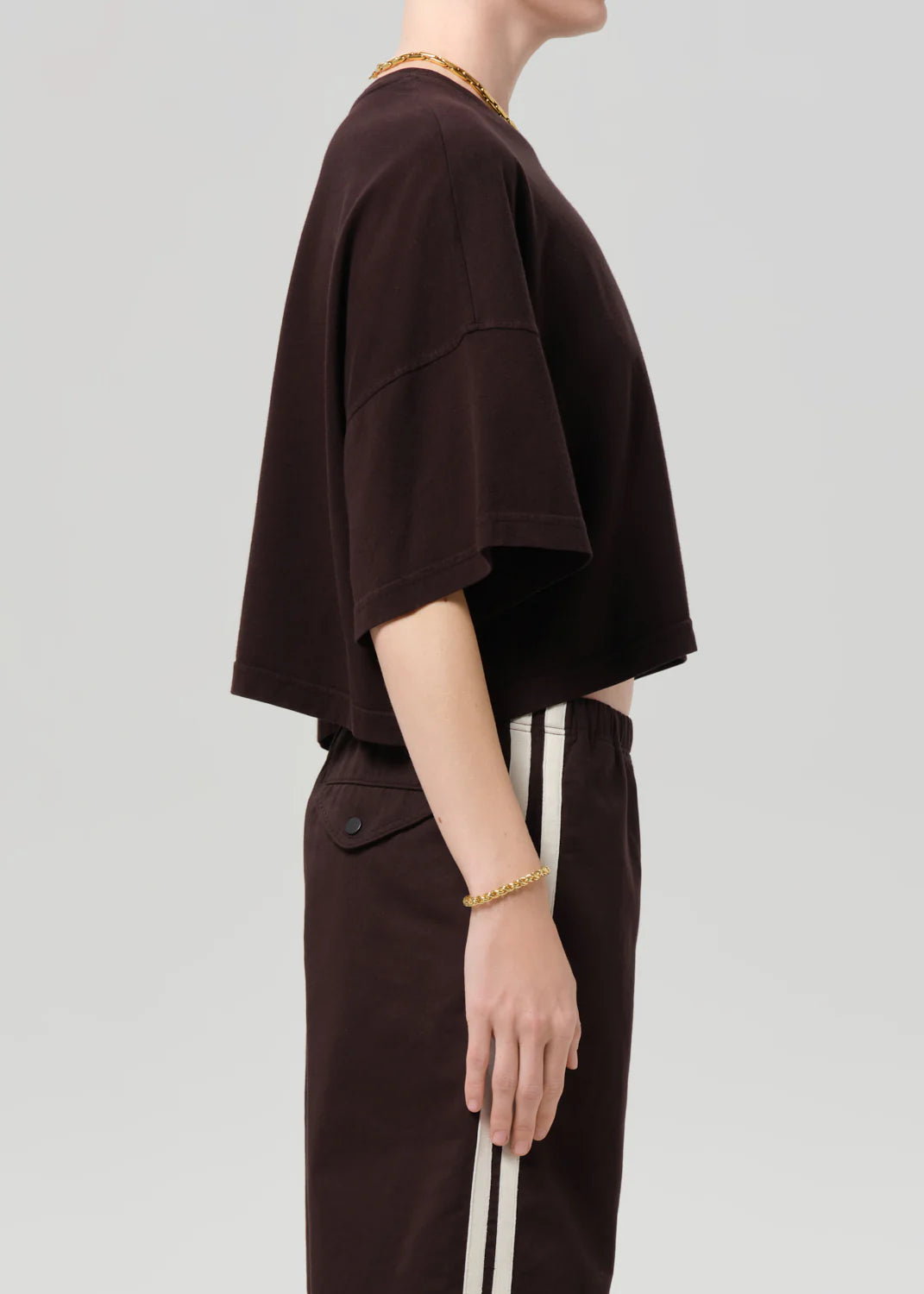 Crop Cape Tee in Chocolate