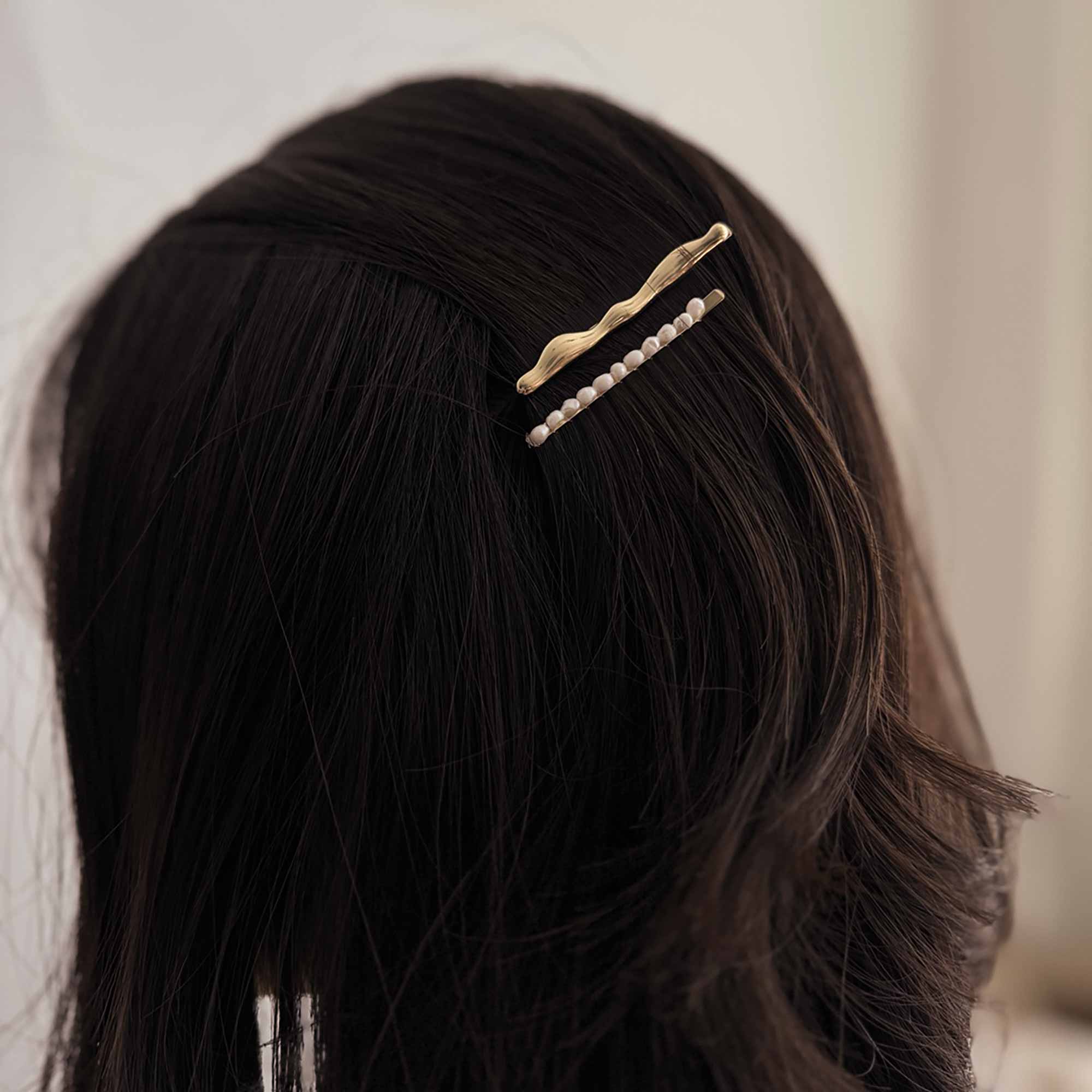 Freshwater Pearl Beaded Metal Hair Bobby Pins | Set of 4