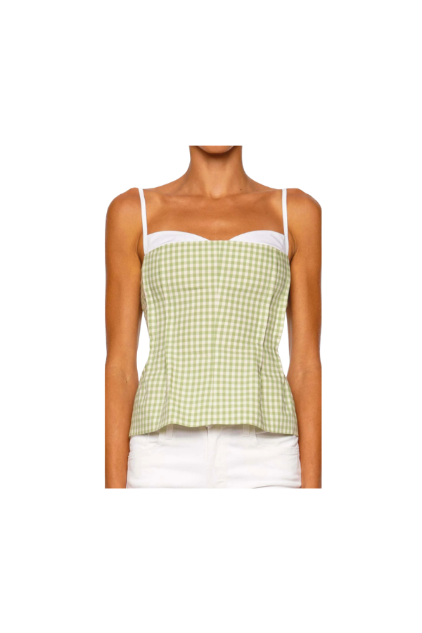 Charlee Bustier Top in Lime Gingham